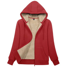 Load image into Gallery viewer, Sherpa-Lined Fleece Zip-Up Hoodie Jacket Women
