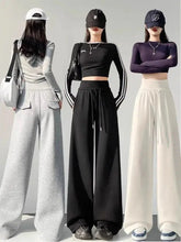Load image into Gallery viewer, Gray High-Waist Loose Wide-Leg Straight Pants Women
