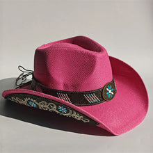 Load image into Gallery viewer, 2026 Embroidery Horse Accessories Straw Cowboy Hat for Women Men – Western Sun Hat for Country Concert Rodeo and Cowgirl Hat
