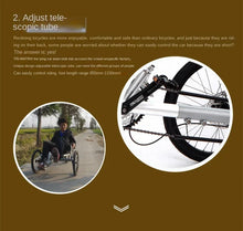 Load image into Gallery viewer, Lying on a tricycle, 3 shifting disc brakes, folding on a recumbent bike, casual commuting, riding a recumbent bicycle
