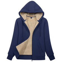Load image into Gallery viewer, Sherpa-Lined Fleece Zip-Up Hoodie Jacket Women
