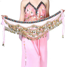 Load image into Gallery viewer, 1PC New Style Belly Dance Belt Newest Multi-color Glass Silk Velvet Dancing Belt Scarf Crystal BellyDance Waist Chain Hip Scarf
