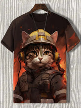 Load image into Gallery viewer, Samurai Cat Graphic T-Shirt – Japanese Style 3D Print Men's Tee
