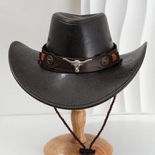 Load image into Gallery viewer, Unisex Vintage Faux Leather Western Cowboy Hat Outdoor Gentleman Cowgirl Jazz Cap Sombrero Hombre
