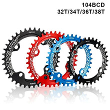 Load image into Gallery viewer, RIDERACE Bicycle Crank Chainring 104BCD Round Shape Narrow Wide 32T/34T/36T/38T Mountain Bike Crankset Chainwheel Single Plate

