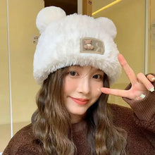 Load image into Gallery viewer, Letter Bear Ears Knitted Woolen Hat – Cute Cat-Ears Beanie for Women
