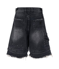 Load image into Gallery viewer, NOIR DISTRESSED CARGO SHORTS
