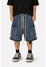 Load image into Gallery viewer, AZUL DRAWSTRING DENIM CARGO SHORTS
