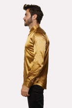 Load image into Gallery viewer, Men's Satin Gold Dress Shirt
