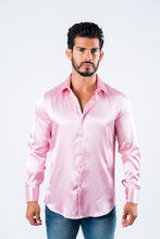 Load image into Gallery viewer, Men's Satin Pink Dress Shirt
