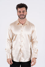 Load image into Gallery viewer, Men's Satin Cream Dress Shirt
