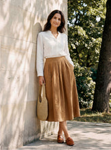 Load image into Gallery viewer, 100% Linen Pleated Side Button Skirt LILITH
