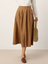 Load image into Gallery viewer, 100% Linen Pleated Side Button Skirt LILITH
