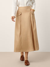 Load image into Gallery viewer, 100% Linen Flap Pocket A-Line Skirt IANTHE

