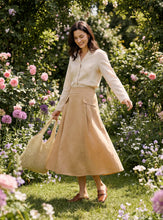 Load image into Gallery viewer, 100% Linen Flap Pocket A-Line Skirt IANTHE
