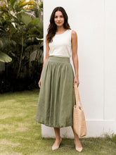 Load image into Gallery viewer, 100% Linen Gathered Waist Bubble Hem A-Line Skirt LEONA
