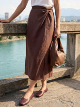 Load image into Gallery viewer, 100% Linen Twist-Waist Slit Skirt LIVANA
