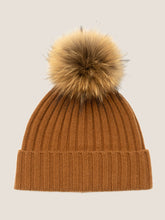 Load image into Gallery viewer, 100% Cashmere Rib-Knit Slouchy Beanie With Pom-Pom
