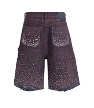 Load image into Gallery viewer, OXBLOOD RHINESTONE SHORTS
