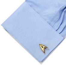 Load image into Gallery viewer, Star Trek Gold Plated Delta Shield Cufflinks
