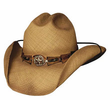 Load image into Gallery viewer, Bullhide Star Central - Shapeable Raffia Straw Cowboy Hat
