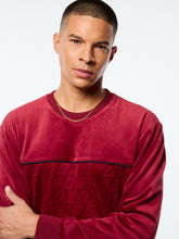 Load image into Gallery viewer, Bandiera Debossed Velour Crewneck-Rhubarb
