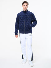 Load image into Gallery viewer, Redi Quilted Velour Bomber Jacket- Maritime Blue
