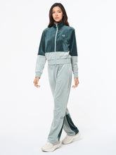 Load image into Gallery viewer, Lina Velour Track Jacket- Green Gables
