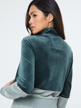 Load image into Gallery viewer, Lina Velour Track Jacket- Green Gables

