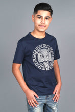 Load image into Gallery viewer, Kid&#39;s Cotton Navy Rhinestone T-shirt
