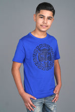 Load image into Gallery viewer, Kid&#39;s Cotton Royal Blue Rhinestone T-shirt
