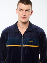 Load image into Gallery viewer, Forato Velour Track Jacket-Maritime Blue
