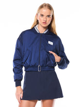 Load image into Gallery viewer, Women's Piano Bomber Jacket-Maritime Blue
