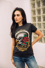 Load image into Gallery viewer, Women&#39;s Cotton American Legend Graphic Print Black T-shirt
