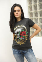 Load image into Gallery viewer, Women&#39;s Cotton American Legend Graphic Print Black T-shirt
