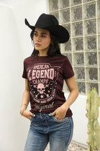 Load image into Gallery viewer, Women&#39;s Cotton American Legend Graphic Print Wine T-shirt
