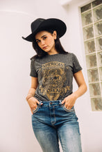 Load image into Gallery viewer, Women&#39;s Cotton American Legend Graphic Print Black T-shirt
