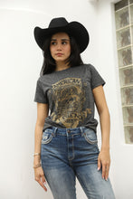 Load image into Gallery viewer, Women&#39;s Cotton American Legend Graphic Print Black T-shirt
