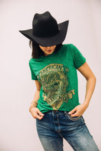 Load image into Gallery viewer, Women&#39;s Cotton American Legend Graphic Print Green T-shirt
