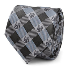 Load image into Gallery viewer, Star Wars Boba Fett Blue and Gray Plaid Tie
