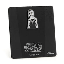 Load image into Gallery viewer, Star Wars Mandalorian and Grogu Navy Paisley Tie, Grogu Tie Bar, and Lapel Pin Gift Set
