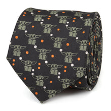 Load image into Gallery viewer, Star Wars Grogu Black and Orange Dotted Tie
