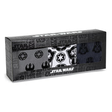 Load image into Gallery viewer, Star Wars Darth Vader Black, White, and Gray Dress Socks and Lapel Pin Gift Set
