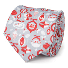 Load image into Gallery viewer, Star Wars Mandalorian and Grogu Gray and Red Holiday Tie
