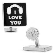 Load image into Gallery viewer, Star Wars Princess Leia and Han Solo "I Love You / I Know" Icon Cufflinks
