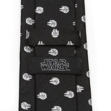 Load image into Gallery viewer, Star Wars Millennium Falcon Metallic Silver and Black Tie
