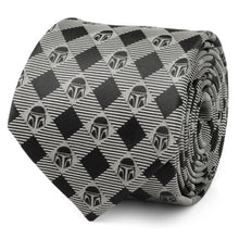 Load image into Gallery viewer, Star Wars Mandalorian Black and Gray Plaid Tie
