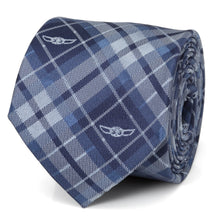 Load image into Gallery viewer, Star Wars Grogu Blue Plaid Tie
