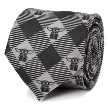 Load image into Gallery viewer, Star Wars Grogu Black Plaid Tie
