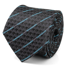 Load image into Gallery viewer, Star Wars Obi-Wan Kenobi Blue LIGHTSABER Pattern Black Tie, Tie Clip, and Gray Jedi Crest Dress Socks Gift Set
